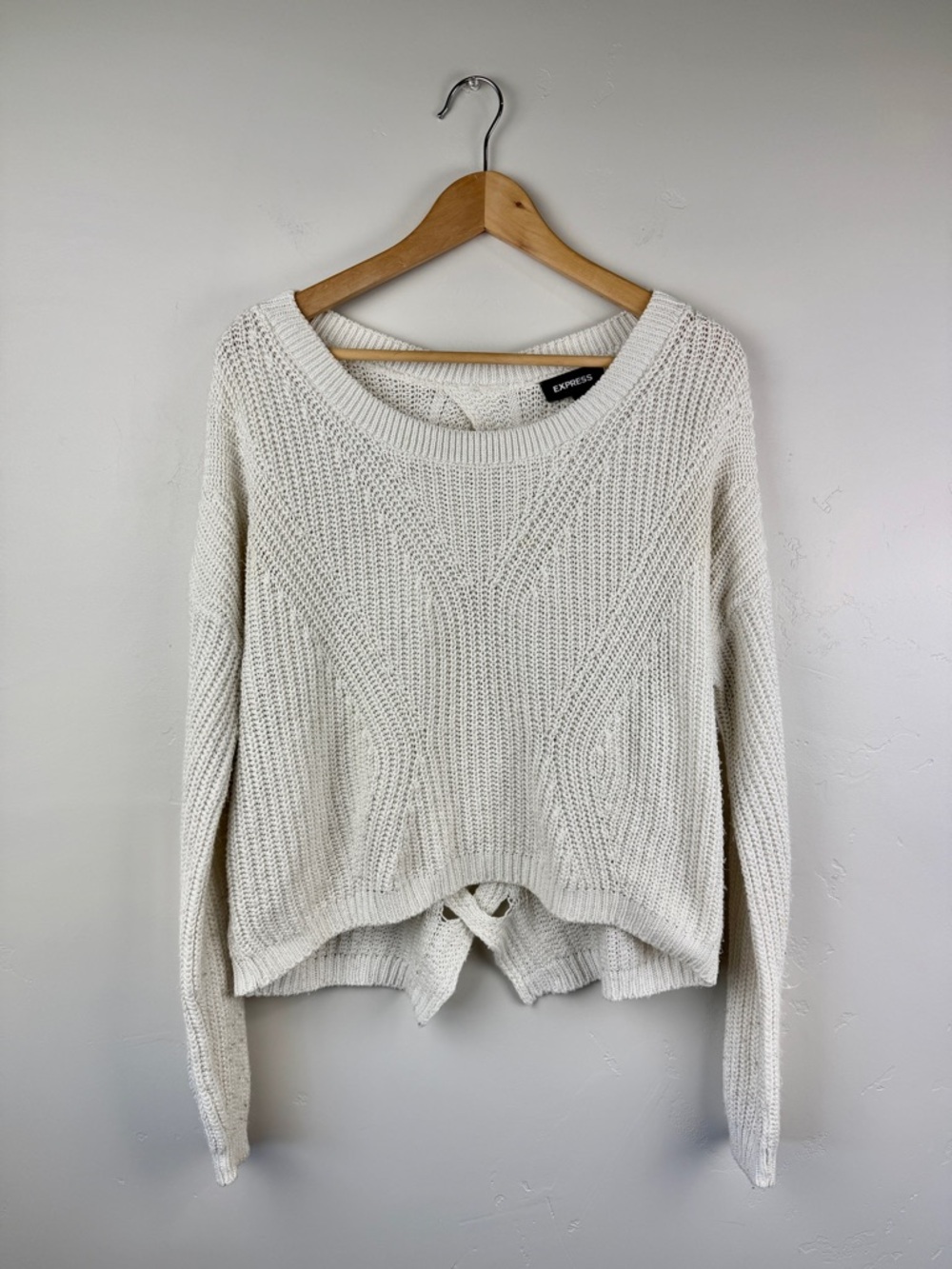 Express Ivory Open Back Knit Sweater Size XS